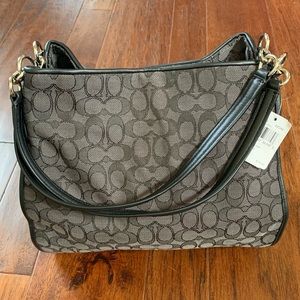 Coach Black and Gray Phoebe Signature Shoulder Bag